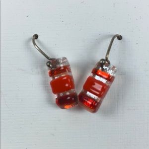 Barbara Mellen Red Glass Earrings.